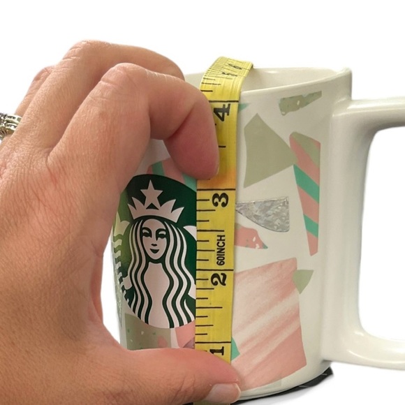 Starbucks 2019 Confetti Foil Geometric Pink Green Ceramic Coffee Mug 12oz - Picture 13 of 14